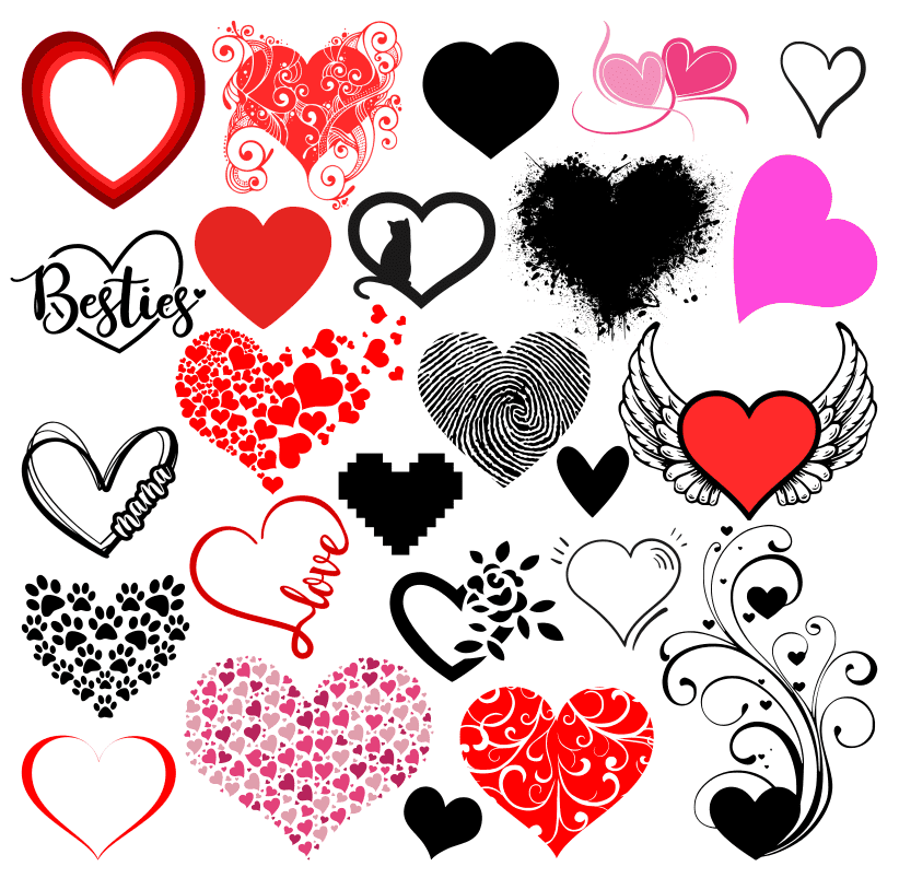 50+ free printable heart templates, JPEG and SVG, re-sizable.