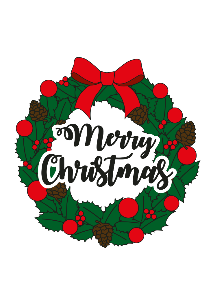 Download Merry Christmas Wreath Free SVG File - SvgHeart.com