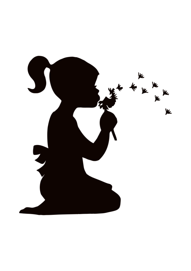 Girl Blowing Dandelion Free SVG File - SVG Heart