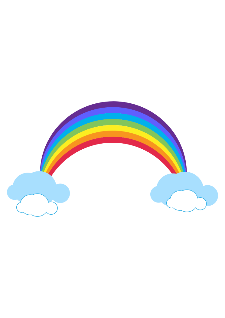 rainbow with clouds clip art