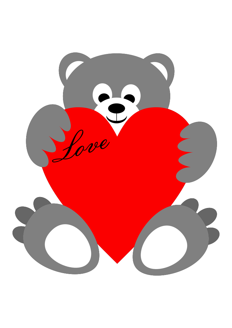 drawings of teddy bears holding hearts