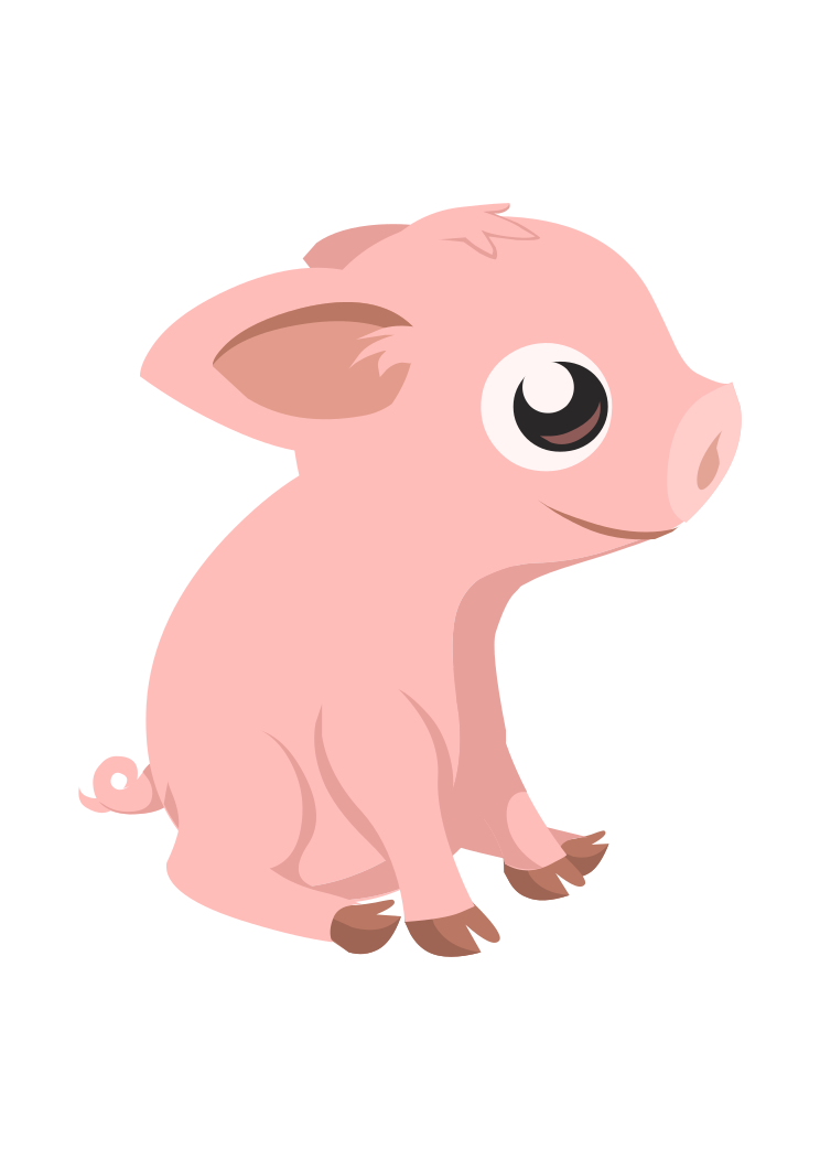 Download Cute Little Sitting Pig Clipart Free SVG File - SvgHeart.com