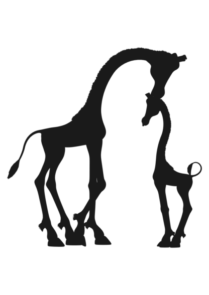 Download Adult Giraffe kissing Baby Giraffe Silhouette Free SVG ...