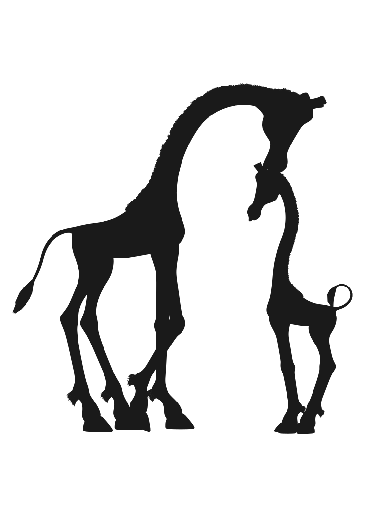 Download Adult Giraffe kissing Baby Giraffe Silhouette Free SVG File - SvgHeart.com