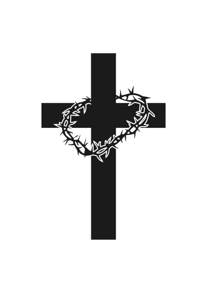 Cross and Thorn Crown Christian Symbol Free SVG File - SVG Heart