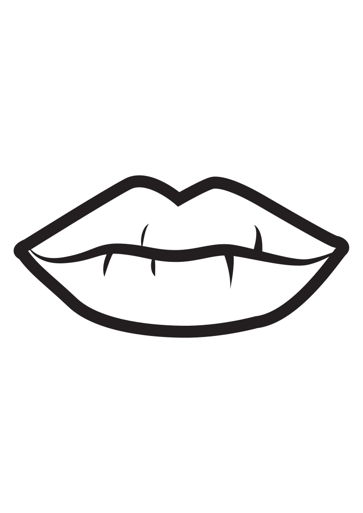 Lips Black and White Outline Free SVG File - SVG Heart