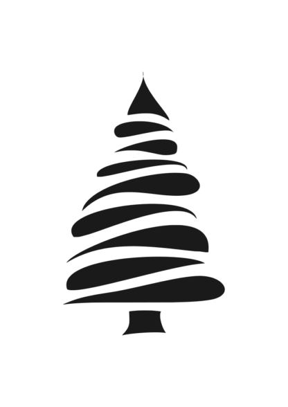 Christmas Tree Art Black and White Clipart - free svg file for members ...