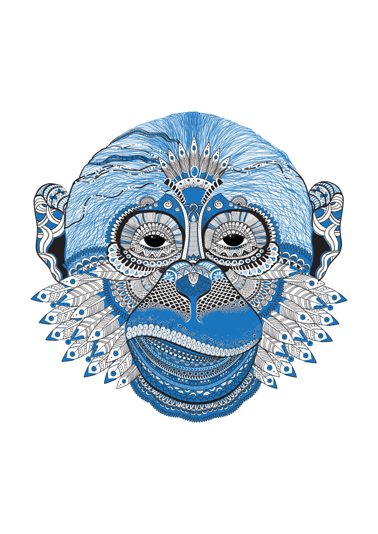 Monkey Head Mandala Zentangle Clipart Free Svg File Svgheart Com