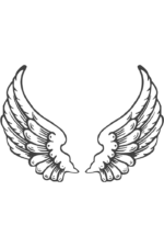 SImple Angel Wings Black and White Clipart Free SVG File - SVG Heart