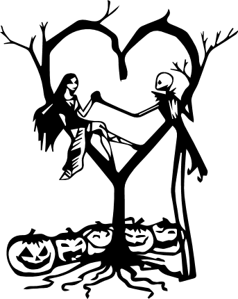 scary couple skeleton, halloween free svg file - SVG Heart