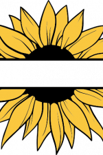 sunflower split text frame, summer free svg file - SVG Heart