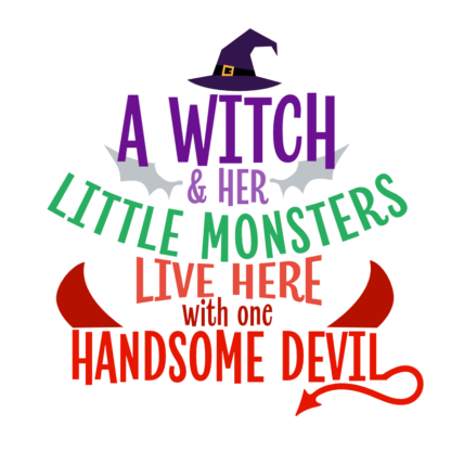 a-witch-and-her-little-monsters-live-here-with-one-handsome-devil-halloween-free-svg-file-SvgHeart.Com