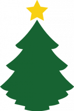 christmas tree silhouette with star, decoration free svg file - SVG Heart