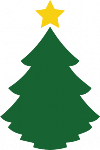 christmas tree silhouette with star, decoration free svg file - SVG Heart