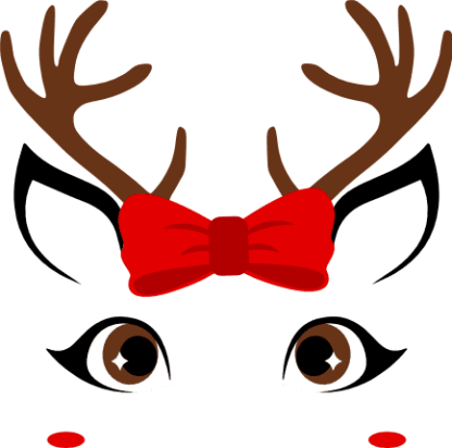 cute-reindeer-face-with-bow-christmas-free-svg-file-SvgHeart.Com