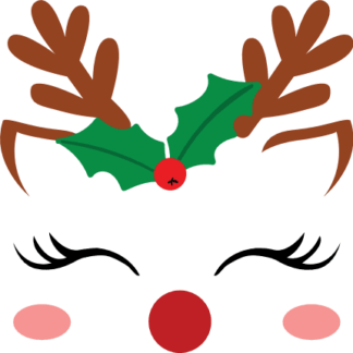 cute-reindeer-face-with-holly-leaves-christmas-svg-SvgHeart.Com