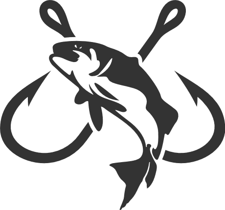 fish and crossed hooks, fishing split text frame - free svg file