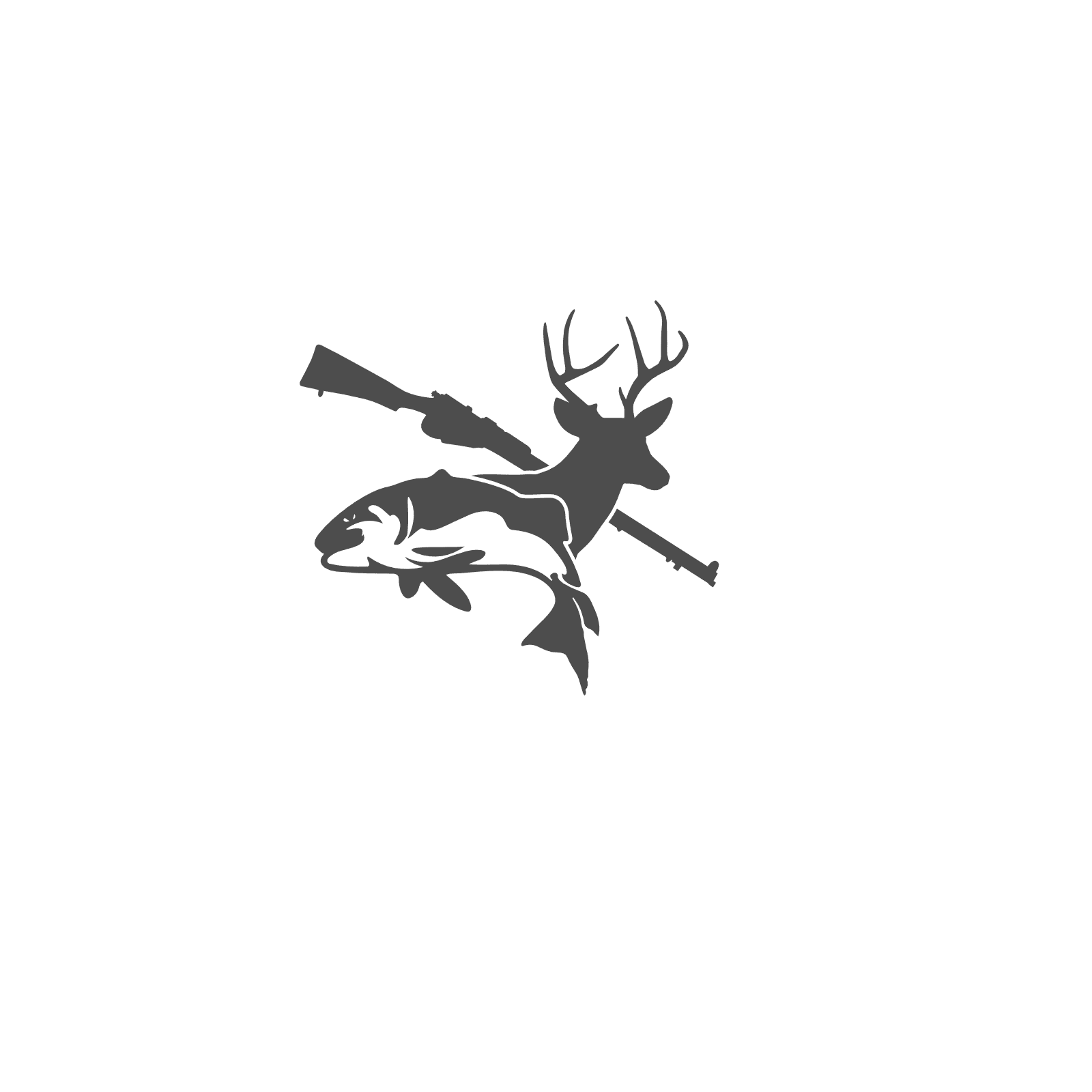 Fishing And Hunting Logo With Fish And Deer' Small Buttons