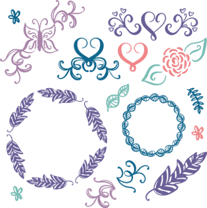 floral-elements-bundle-feathers-circle-decorative-free-svg-file-SvgHeart.Com