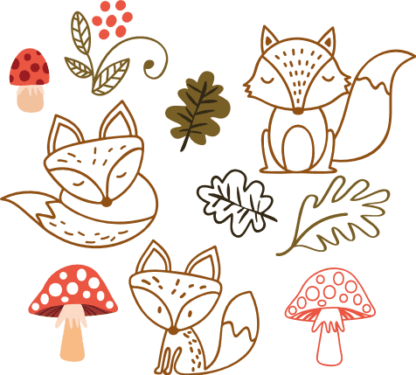 fox-leaves-toadstool-mushrooms-nature-bundle-free-svg-file-SvgHeart.Com