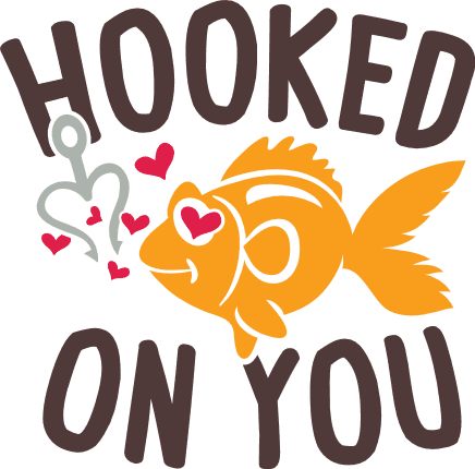 hooked on you, fishing, fish, valentine's day free svg file - SVG Heart