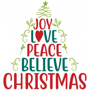 Joy Love Peace Believe Christmas, Holiday Free Svg File - SVG Heart