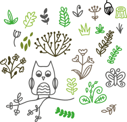 nature-elements-bundle-owl-leaves-butterfly-free-svg-file-SvgHeart.Com