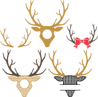 patterned-deer-head-monogram-frame-antlers-hunting-bundle-free-svg-file-SvgHeart.Com