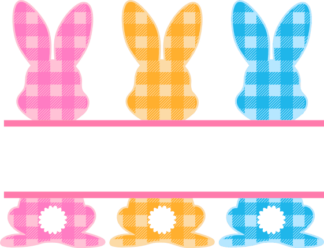 plaid-bunnies-split-text-frame-easter-rabbit-free-svg-file-SvgHeart.Com