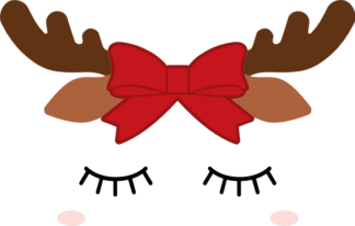 reindeer-with-bow-and-closed-eyes-christmas-free-svg-file-SvgHeart.Com