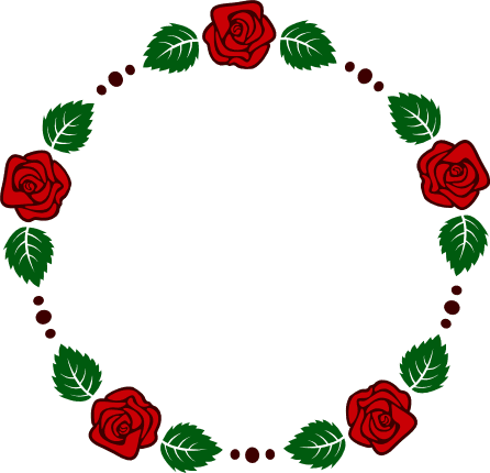 Rose Flower And Leaves, Circle Monogram Frame Free Svg File - SVG Heart