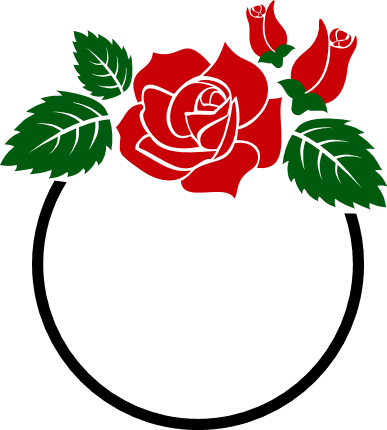 Rose Flower And Leaves, Circle Monogram Frame Free Svg File - SVG
