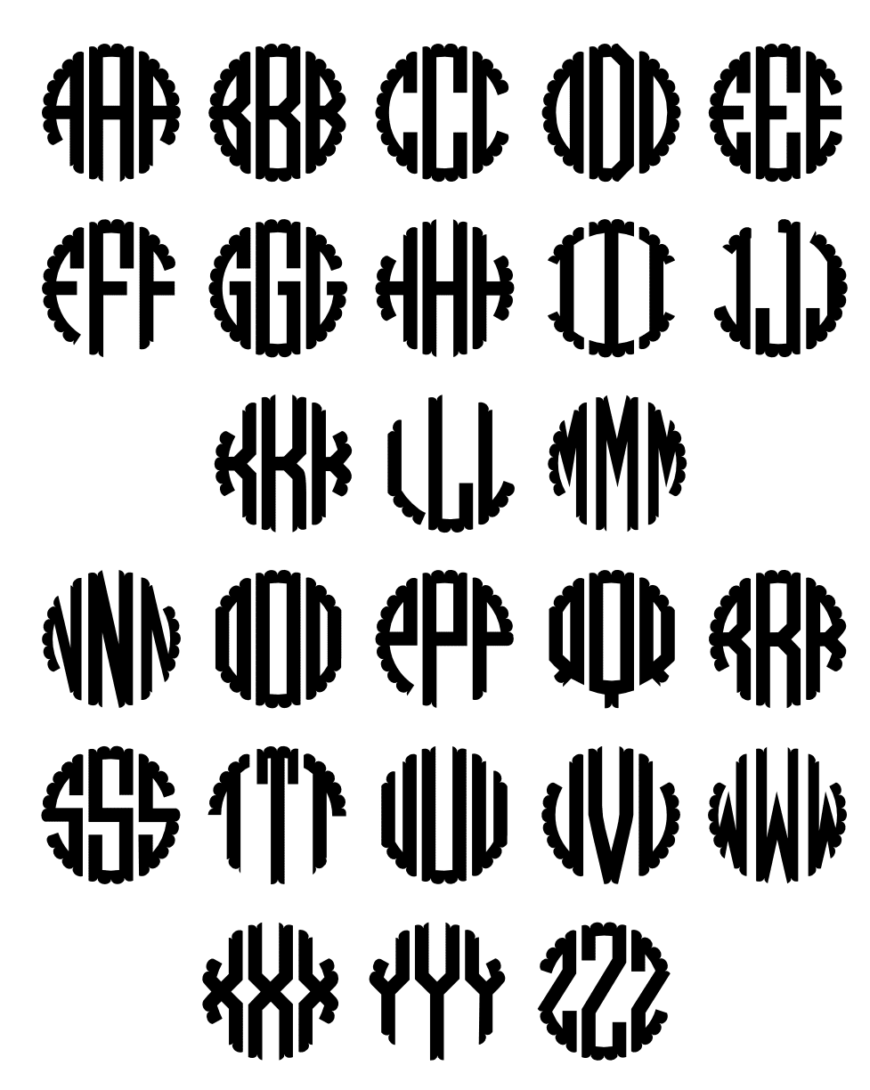 Visual Arts Monogram Font Svg Alphabet Svg Monogram Decal Scallop Svg ...