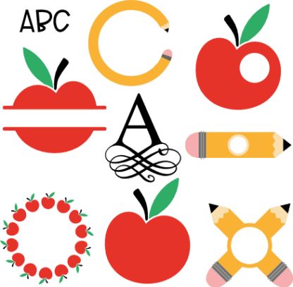 school-elements-monogram-frame-bundle-apples-alphabet-free-svg-file-SvgHeart.Com