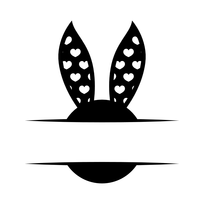 Split Bunny Ears Monogram Text Frame, Easter Free Svg File - SVG Heart