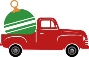 truck with bauble, christmas ornament free svg file - SVG Heart