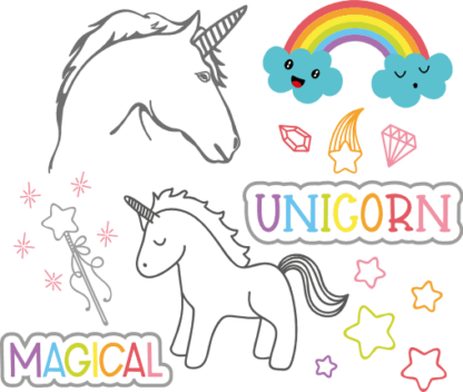 unicorn-elements-bundle-rainbow-unicorn-head-fantasy-animal-free-svg-file-SvgHeart.Com
