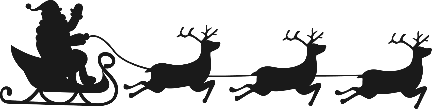 Santa Claus And Reindeers Sleigh Silhouette Christmas Free Svg File Svg Heart