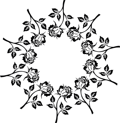 Rose Flower And Leaves, Circle Monogram Frame Free Svg File - SVG