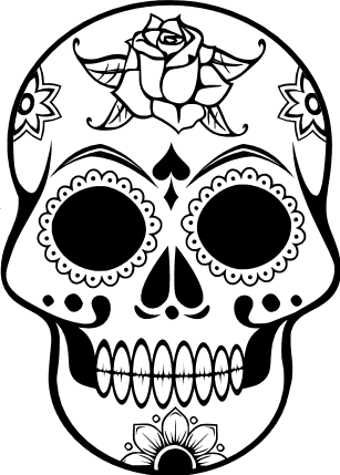 floral sugar skull, day of the dead free svg file clipart - SVG Heart