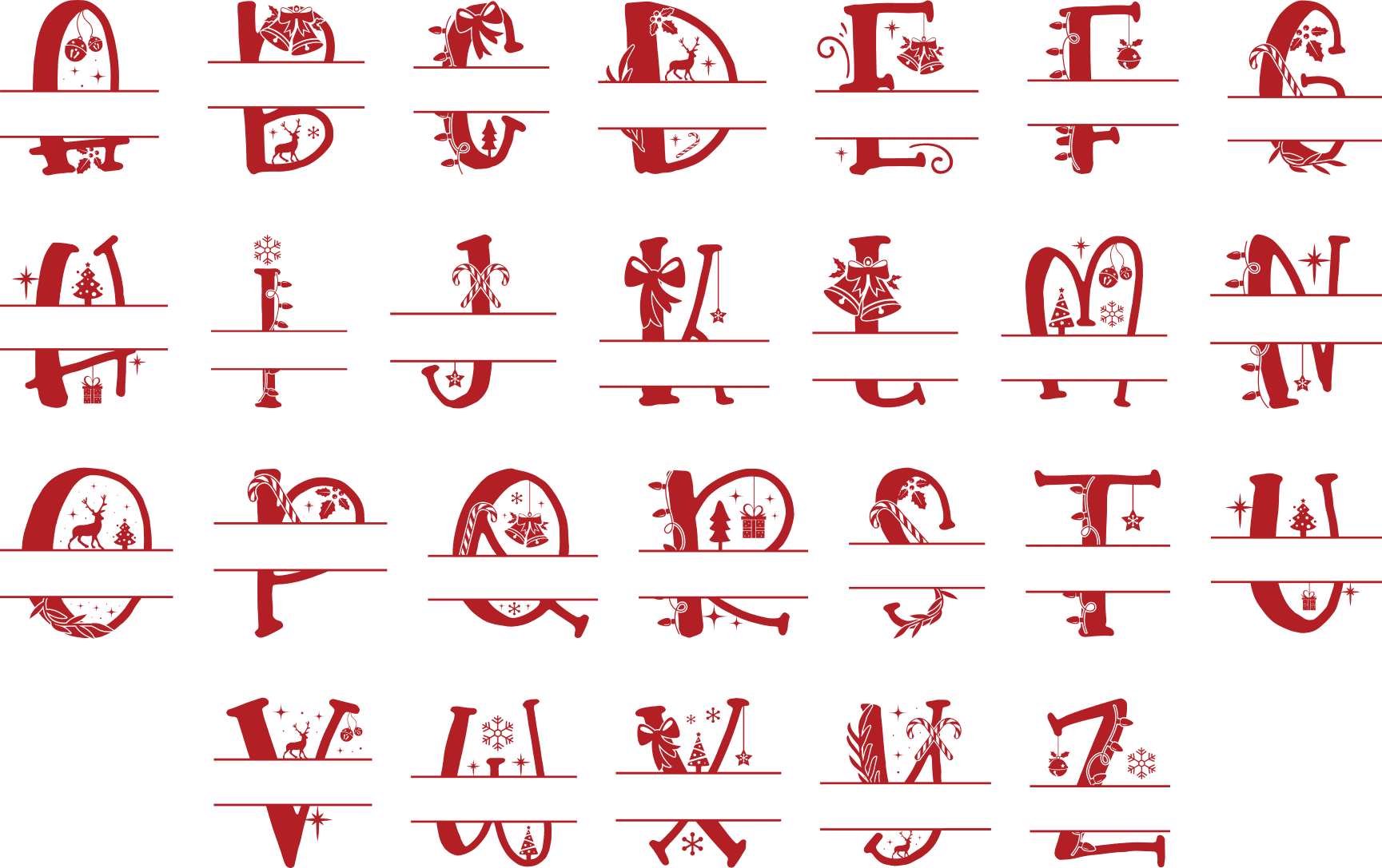 Decorated Christmas Alphabet Split Monogram Letters F - vrogue.co