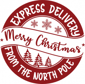 Merry Christmas Circle Stamp, Express Delivery - Free Svg File For 