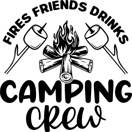 Camping Crew - Friends, Fires, Drinks - metal slim can koozie