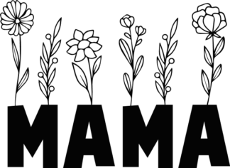 Mama sign and flowers, floral mothers day gift free svg file - SVG Heart