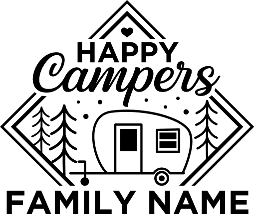 custom family name, Happy campers, caravan camping - free svg file