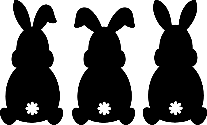 Three rabbits clipart image, cute bunny silhouette, easter decor - free ...