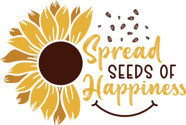 Spread seeds of happiness, half sunflower, positive quotes free svg ...