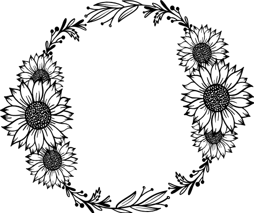 Flower monogram frame svg cut file, Circle floral wreath