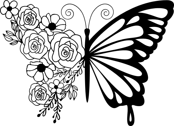 butterfly flowers clipart