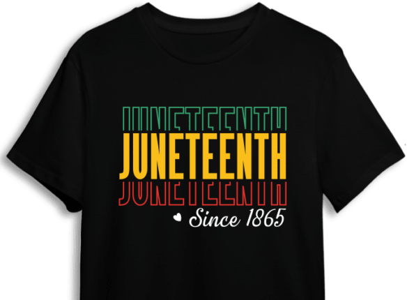 Juneteenth, since 1865, echo stacked text, black woman shirt design ...